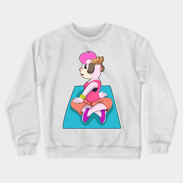 Goat at Yoga on Yoga mat Crewneck Sweatshirt by Markus Schnabel